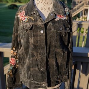 Johnny Was Velveteen Embroidered Trucker Jacket